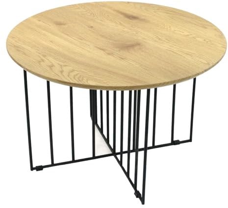 HOME DECO FACTORY Runde Maverick Mobilier Schreibtisch, Couchtisch, Appoint, Holz, Schwarz, 70 x 70 x 45 cm