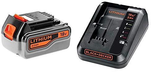BLACK+DECKER BL4018-XJ - Batterie sans Fil, Standard, Noir & BDC2A-QW Chargeur pour Batterie Lithium-ION 18 V/54 V, Noir