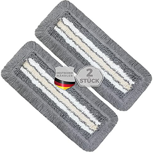 Okaei 2 Stück Wischmopp Bezug (50 cm) - Bodenwischer-Wischbezug für Krankenhäuser & Pflegeeinrichtungen - Wischer-Bezug mit Optimalen Gleiteigenschaften für Ergonomisches Arbeiten - Grau