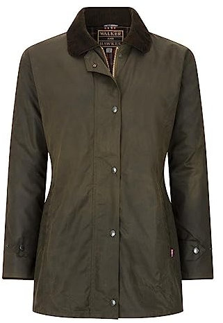 WALKER AND HAWKES - Victoria - Damen Country-Jacke gewachst - für die Jagd geeignet klassischer Stil - Olivgrün - EU 38 (UK 10)