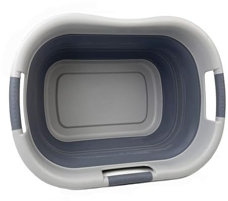 SAMMART Wäschekorb, faltbar, Kunststoff, 30 l, faltbar, Pop-Up-Aufbewahrungsbehälter/Organizer – tragbare Waschwanne – platzsparender Wäschekorb (1, Grau/Dunkelgrau)