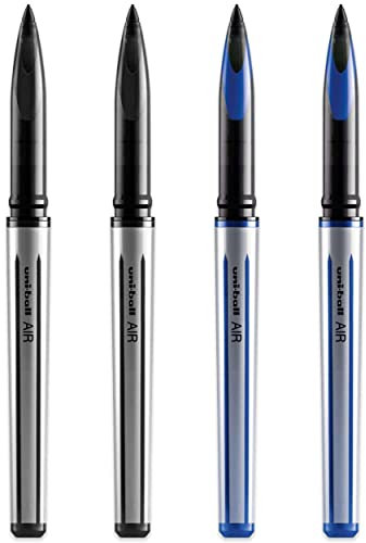 uni-ball AIR - 0.7mm Medium Rollerball - 4 Pack - 2 x Black, 2 x Blue - UBA-188-L