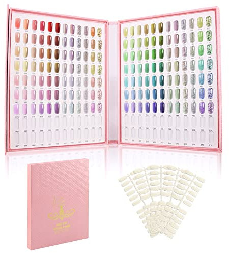 Segbeauty Nagel Display Buch, 216 Farbe Nailart Aufsteller zum Vorstellen, Nagelfarben Anzeige mit Nagelspitzen, Nageldesign Hilfsmittel, Präsentation für Nagellack, Strukturierte Abdeckung, Rosa