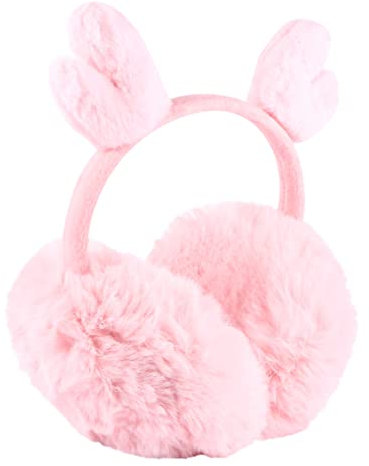 INOOMP Cartoon Für Ohrenwärmer Zubehör Muffs Design Ohrenschützer Faltbare Stütze Running Cartoons Ohr Muster Geweih Plüsch Geweih Rosa REH Form Hält Foto Outdoor Schnee Puffy
