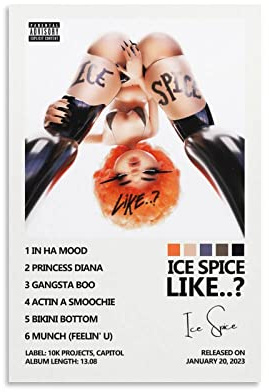 SHILAN Ice Spice Poster wie Album Cover Poster für Zimmer Ästhetische Leinwand Kunst Poster und Wandkunst Bild Druck Moderne Familie Schlafzimmer Dekor Poster 20 x 30 cm