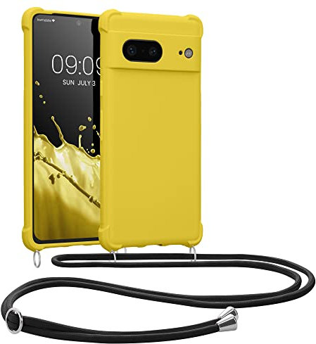kwmobile Necklace Case kompatibel mit Google Pixel 7 Hülle - Cover mit Kordel zum Umhängen - Silikon Schutzhülle Strahlend Gelb