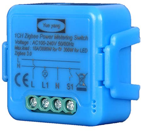 Yueyang Zigbee Switch Module con medidor de consumo eléctrico, 16 A Mini Smart Switch, relé 3680 W, compatible con Alexa, Google Home, ZigBee 3.0 Gateway tuya Hub necesario (1)