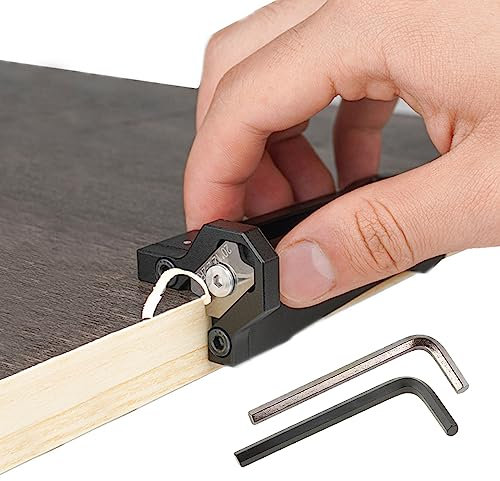 Funnytek Edge Banding Trimmer - Chamfer Plane, Handle Manual Planer Woodworking Blade Corner Planer Quick Chamfer Burr Scraper Tool for Deburring Sealing (R1)