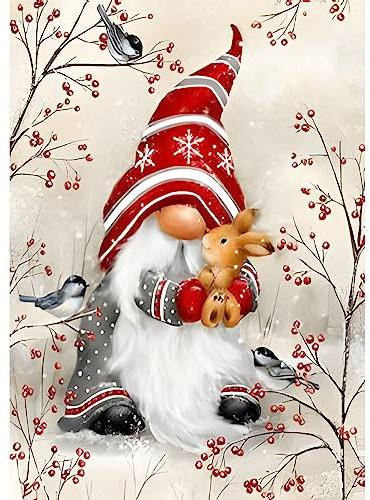 NAIMOER Gnome Diamond Painting Kits für Erwachsene Kinder, 5D Diamant Painting Kaninchen Bilder Erwachsene, Diamond Painting Wald Bilder Kinder Cross Stickerei Malerei Set für Home Dekor 30x40cm