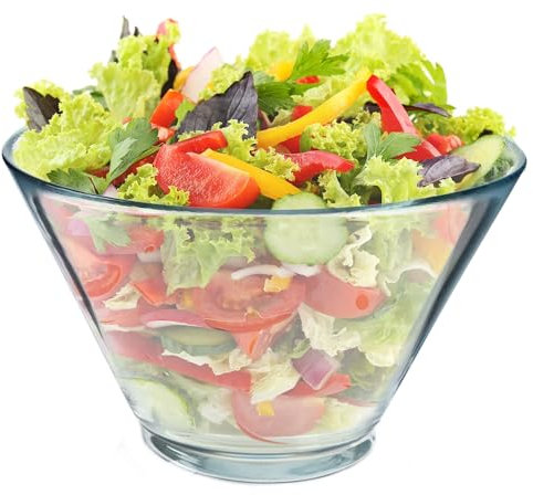 KADAX Salatschüssel, 16,6cm Schüssel aus Bleifreiem Glas, Spülmaschinenfeste Salatschale, Recyclebare Glasschale zum Servieren von Salat, Chips, Popcorn oder Kekse (1 x 17cm)