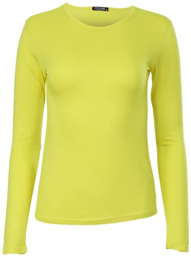 Basic girocollo a maniche lunghe Skinny Fit, giallo limone, M