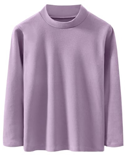 Bambino Bambini Termico Biancheria Intima Adulti Colletto in Piedi Top Ragazzi Ragazze Bambini Autunno Inverno Colore Solido Maglia Genitore-Bambino Morbida Camicia a Maniche Lunghe, Viola 170