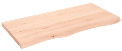 vidaXL Waschtischplatte, Tischplatte für Badezimmer, Massivholzplatte mit Naturkante, Holzplatte Arbeitsplatte Bad Waschtischkonsole Platte, Massivholz Unbehandelt