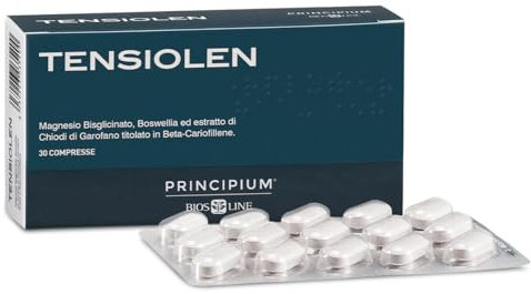 BIOS LINE Principium Tensiolen, Integratore Alimentare, Scioglie le Tensioni Muscolari, con Magnesio Bisglicinato, Boswellia ed Estratto di Chiodi di Garofano Titolato in Beta-Cariofillene, 30 Cpr