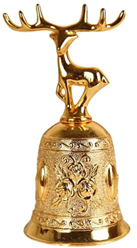 Handglocke, Messing-Handglocke, Hochzeitsglocken, Handglocken-Set for die Kirche, wunderschöne Handglocke in Elchform, (Farbe: Gold, Größe: 4,5 * 2,2 Zoll) (Farbe: Bronze ( Color : Gold , Size : 4.5*2