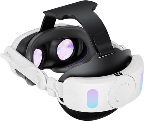 Sangle de tête VR avec batterie pour le chargement pour Meta Quest 3, sangle Elite de rechange réglable avec batterie intégrée de 6000 mAh, durée de lecture prolongée de 3 heures