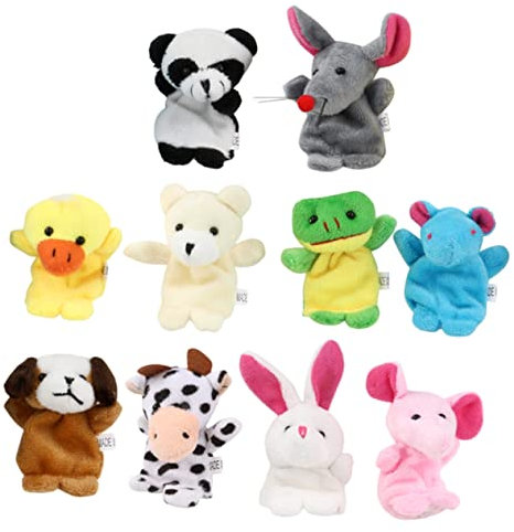SAFIGLE 10st Fingerpuppe Hasenpuppe Giraffenpuppe Plüschtier-handpuppe Katze Ausgestopfte Tiere Bärenpuppe Panda-Marionette Realistisches Handspielzeug Kleine Tiere Kleinkind Ente Stoff