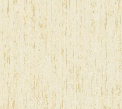 A.S. Création Smart Surfaces Vliestapete mit Metallic-Muster 10,05 m x 0,53 m - Beige, Gelb - Mustertapete für verschiedene Räume Made in Germany - 395614