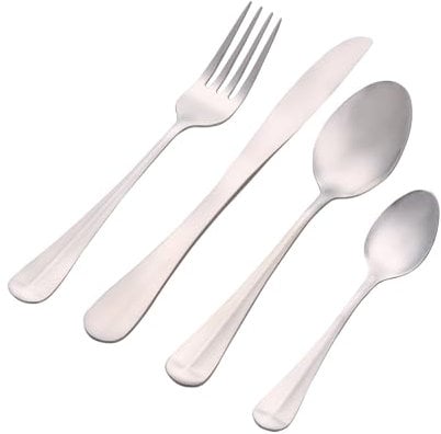 Royalford Stainless Steel Cutlery Set, 16 Piece | Matt Finish Stainless Steel Cutlery Set with 4Pc Tea Spoon, 4Pc Table Spoon, 4 Pc Fork & 4 Pc Knife | Dishwasher Safe & Easy Clean | Set for 4 People