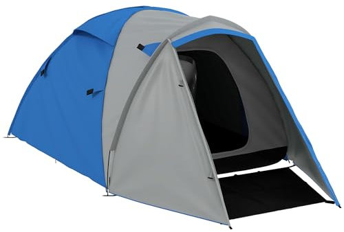 Outsunny 2 Man Camping Tent, Dome Tent with Bedroom and Living Room, 2000mm Waterproof, Portable with Bag, for Fishing Hiking Festival, Blue