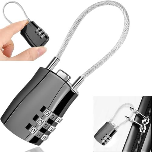 Suitcase Locks TSA Approved Luggage Locks, Gofemial 3-Dial Padlocks with Code Combination Padlock for Suitcases Gym Flexible Cable Travel Lock Locker, Backpacks, Laptop Bag