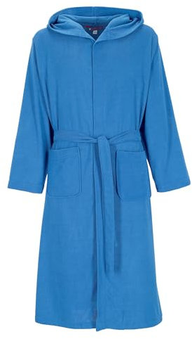 RETIEF set accappatoio microfibra con cappuccio + telo + borsetta uomo donna (Royal, S/M)