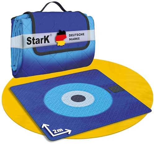 StarK Picknickdecke 200x200 Lagune, 3 -lagige sandfeste Stranddecke ohne Nähte, Strandmatte gepolstert wasserdicht