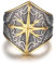 GTHIC Edelstahl-Wikinger-Oktett-Sternring für Männer und Frauen mit Federmuster, Vintage-Ring, goldfarben, Modeschmuck, Geburtstagsgeschenk, US-Größe 12