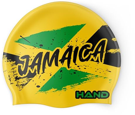 HAND SPORT Flag Jamaica, Cuffia in Silicone, Cuffia Piscina, Cuffia Nuoto, Taglia Unica