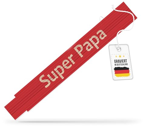 andSmile Zollstock rot - für Papa - Zollstock mit Gravur Super Papa - Meterstab für Väter aus hochwertigem Buchenholz - Geschenk zum Vatertag, Geburtstag, Weihnachten