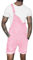 Duohropke Salopette en jean pour homme - Salopette courte en jean pour homme - Salopette courte en jean - Combinaison à bretelles - Pantalon en jean, Rose, L