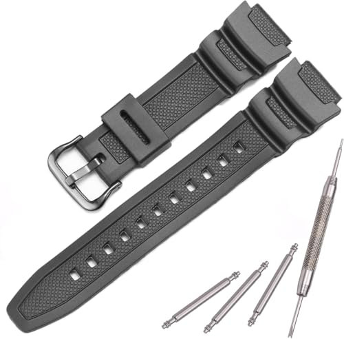 MCXGL Ersatz-Uhrenarmband aus Harz, kompatibel mit Casio AE1200WH F108WH AE-1300WH W218H SGW-300H W-800H, wasserdichtes Gummiarmband, 18 mm, Schwarz