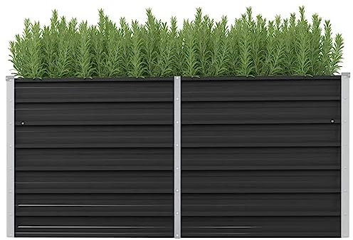 KOIECETA Hochbeet Pflanzkübel Blumenkasten Garten Pflanzkasten Terrassen Gemüsebeet Gartenbeet Frühbeet Pflanzbeet Anthrazit 160 x 40 x 77 cm Verzinkter Stahl