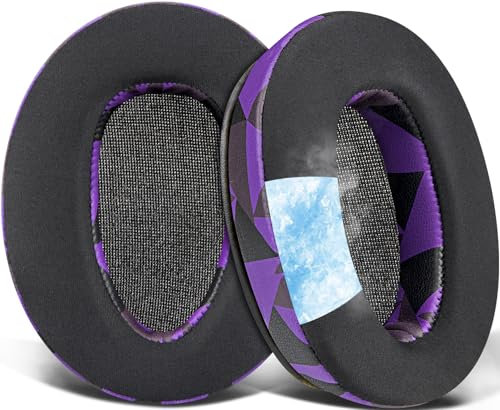 SOULWIT Cooling-Gel Replacement Earpads for Sony WH-CH700N (WHCH700N) & MDR-ZX780 (ZX780DC)/MDR-ZX770 (ZX770BN ZX770BT), Ear Pads Cushions for MDR-10R (10RNC 10RBT) Over-Ear Headphones - Purple Black