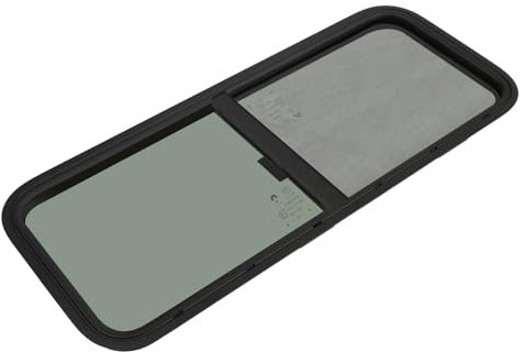 Susoso Wohnwagenfenster, Ausstellfenster Seitenfenster Wohnmobil Caravan Horizontale Schiebefenster Verdunklung und Insektenschutz für RV Wohnwagen 1000x400mm Schwarz