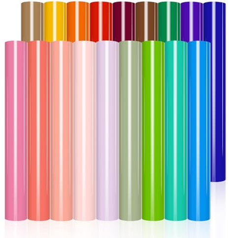 VINYL FROG Plotterfolie Textil 18 Stück Heat Transfer Vinyl Regenbogen Flexfolie Plotter Textil für Textilien Transferfolie zum Aufbügeln für DIY T-Shirt Kleidung Taschen Stoffe