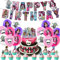 Monster H Birthday Party Supplies - Happy Birthday Banner, Cake & Cupcake Toppers, Balloons for Kids' Monster H Party Decor