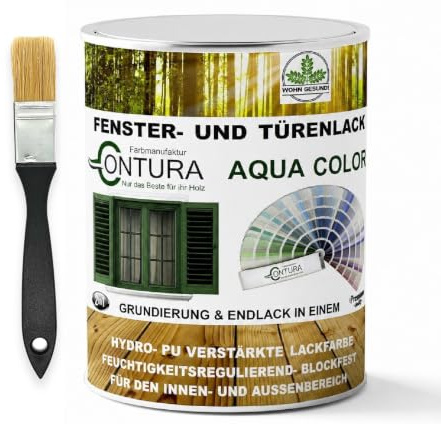 Contura Fensterlack Türenlack 2 Liter Glänzend nach RAL mit Pinsel Möbellack Innen und Außen Holzlack Metalllack (RAL 9016 Verkehrsweiß, 2 Liter)