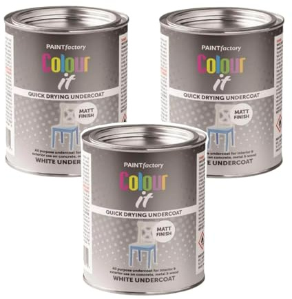 GSV Essentials White Matt Undercoat Paint, Quick-Drying Basecoat Tin Paint Ideal for Furniture, Doors, Walls, Cabinets & Fences 300ml (3 Pcs)