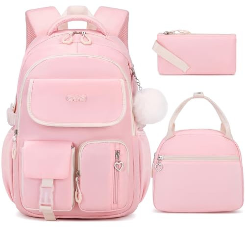 DIGOBAY Rucksack mit Lunchbox-Set, Pink