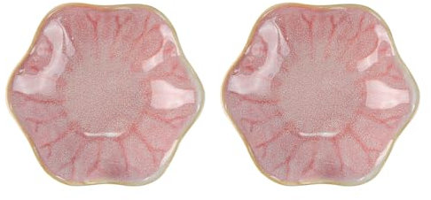 Nicear 2pcs Pink Ceramic Spoon Rest Tea Bag Holder Dish Flower Shape Spoon Holder Kitchen Sauce Dishes Sushi Soy Dipping Coffee Station Decor Coffee Accessories