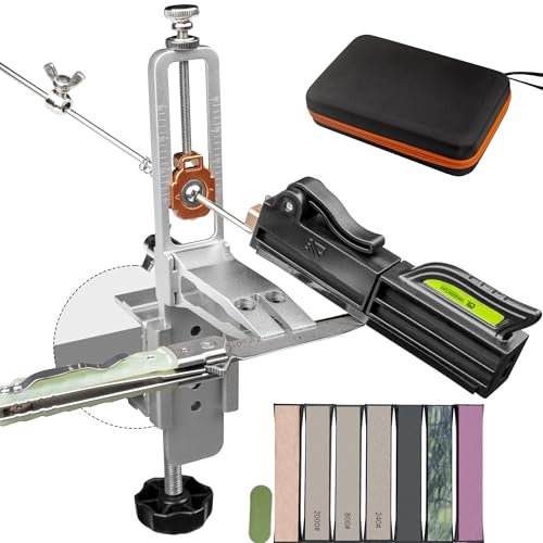 CWOVRS Knife Sharpening System with Precision Angle Control 15-30°, Portable Knife Sharpening Kit with Base for Indoor and Outdoor Use with Diamond Stone & Natural Stone Kit for Kitchen