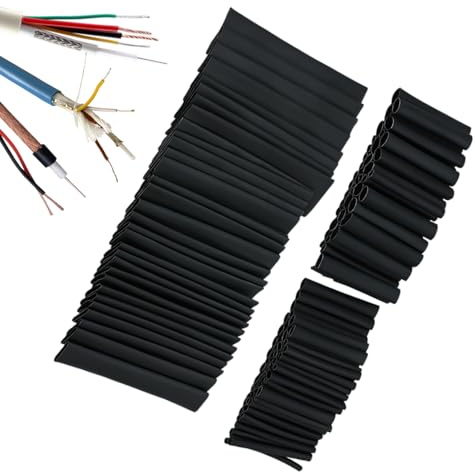 Juego de manguitos termorretráctiles, tubo termorretráctil, 127 unidades, tubo termorretráctil industrial para conductos | Surtido de mangueras, tubo termorretráctil para cable eléctrico en 7 tamaños
