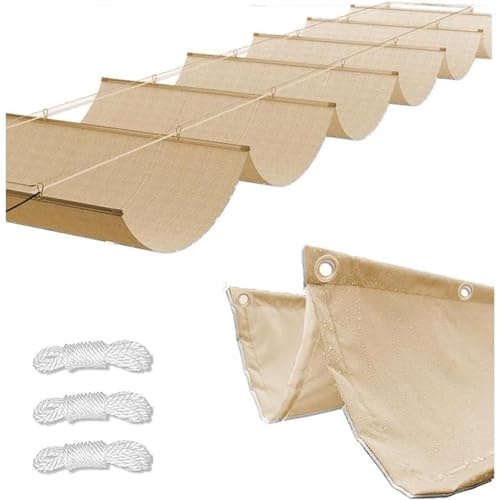 Voile d'ombrage Rétractable Vague Rectangulaire Imperméable - Filet D'Ombrage, Protection UV Solaire pour Balcon, Jardin, Terrasse, Pergola Extérieur (Beige,2.5×4m(BxL))