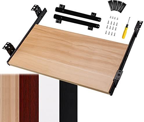 Adjustable Keyboard Tray with Mouse Support 14 Inch Sliding Drawer Rail in Wooden Box