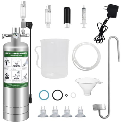 Enkreefi Aquarium Co2 System 2L with Double Switch Solenoid Valve, Co2 Aquarium Kit for Plants with Adjustable Bubble Counter