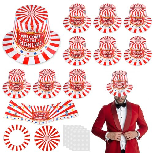 ShinyMatch 24 Pcs Welcome to the Carnival Top Bulk Hats Circus Party Paper Clown Hats for Carnivals Festival Holiday Parade Clown Jester Performance Halloween Christmas Cosplay Party Decor