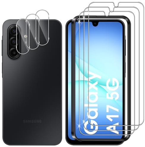 Lutree Verre Trempé pour Samsung Galaxy A17 5G/4G, 3+3 Pièces Protection écran + Caméra Arrière Protecteur Film, 9H Dureté HD Anti-Rayures Sans Bulles Vitre Trempé Protecteurs d'écran