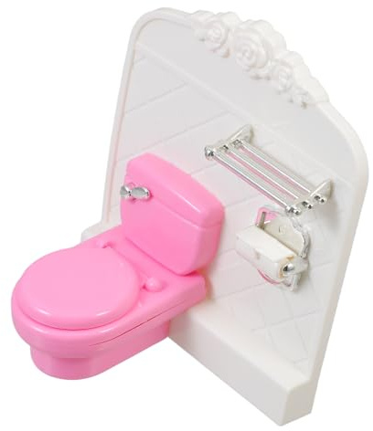 Puppenhaus Kleiner Toilette aus Abs für Minihaus Deko | Kompakt und Tragbar, Cartoon Look, für Selbstgemacht Szene, für Sammler von Miniaturmöbeln