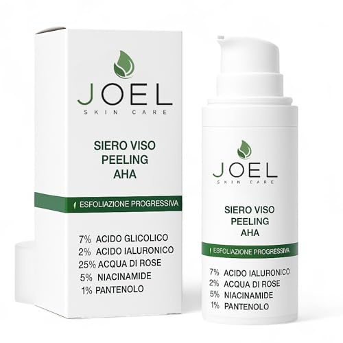 Joel Skin Care - Siero Peeling Viso AHA 7% con Acido Glicolico, Ialuronico e Niacinamide | Esfoliante Anti Imperfezioni e Pori Dilatati | Made in Italy 30ml
